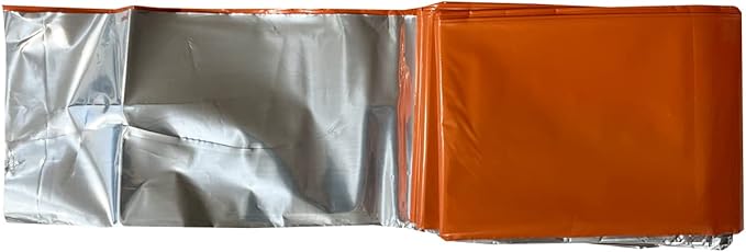 Rescue Essentials Hypothermia Wrap Blanket, Oversized 60" x 96", Mylar/Lightweight Polyethylene Fabric (Orange)