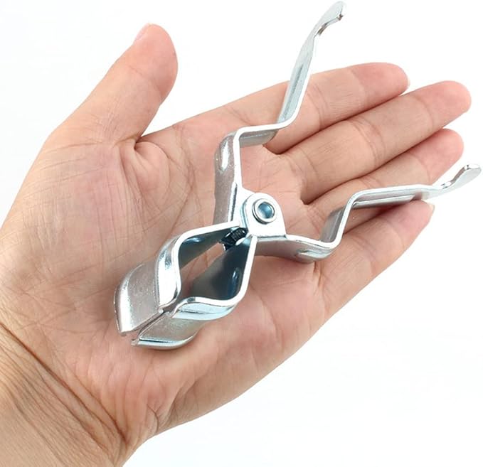lasenersm 2 Pieces Metal Clamp Camping Lantern Hanger Tent Poles Placing Hook Lantern Hanger Clip Tent Poles Camping Lantern Hanger Clip Hook Camping Tent Accessories, Silver