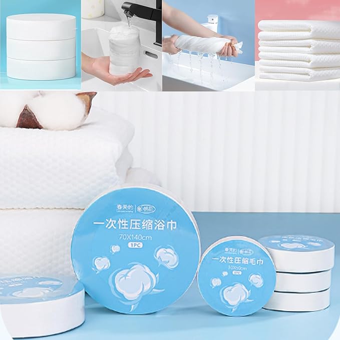 Large Compressed Towel Tablets Travel Disposable Reusable Bath Towel 55x27 inch for Swiming Travel Camping Hiking Beach Sports