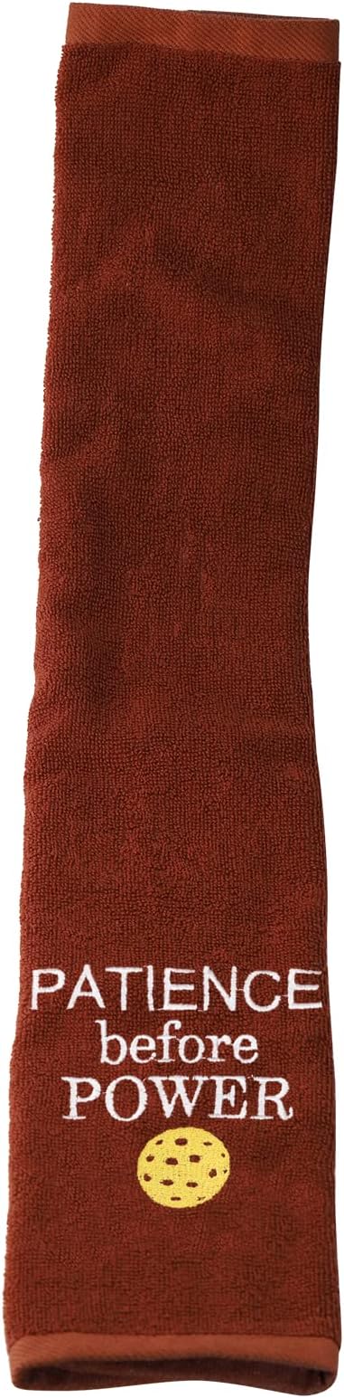 JXGZSO Pickleball Towel Patience Before Power Embroidered Sports Teem Hand Towel Gift for Pickleball Player (Patience Before Power T)