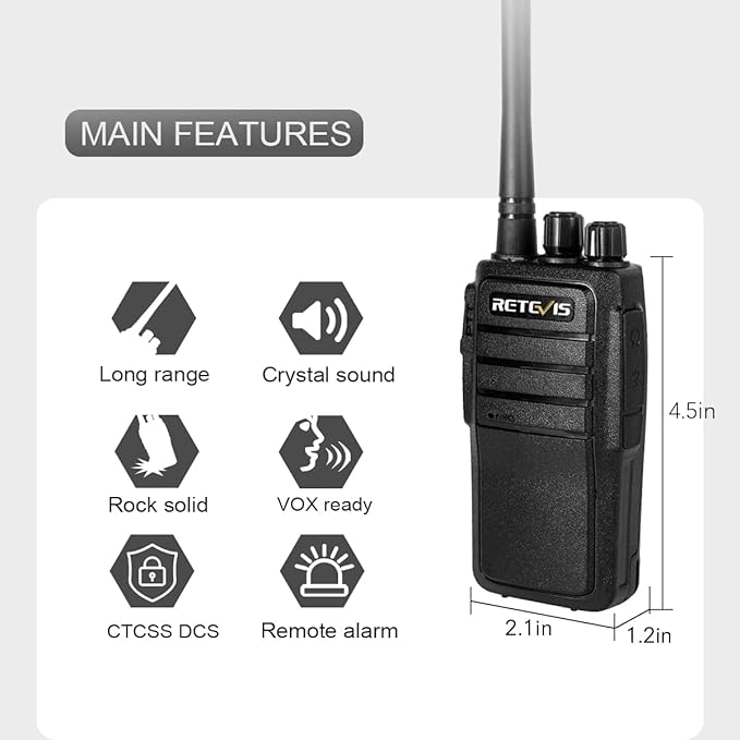 Retevis RT21 Updated Walkie Talkies Adults, Two Way Radios Long Range Rechargeable, 3000mAh Battery, with Six-Way Charger, for Security Warehouse Jobsite(6 Pack)