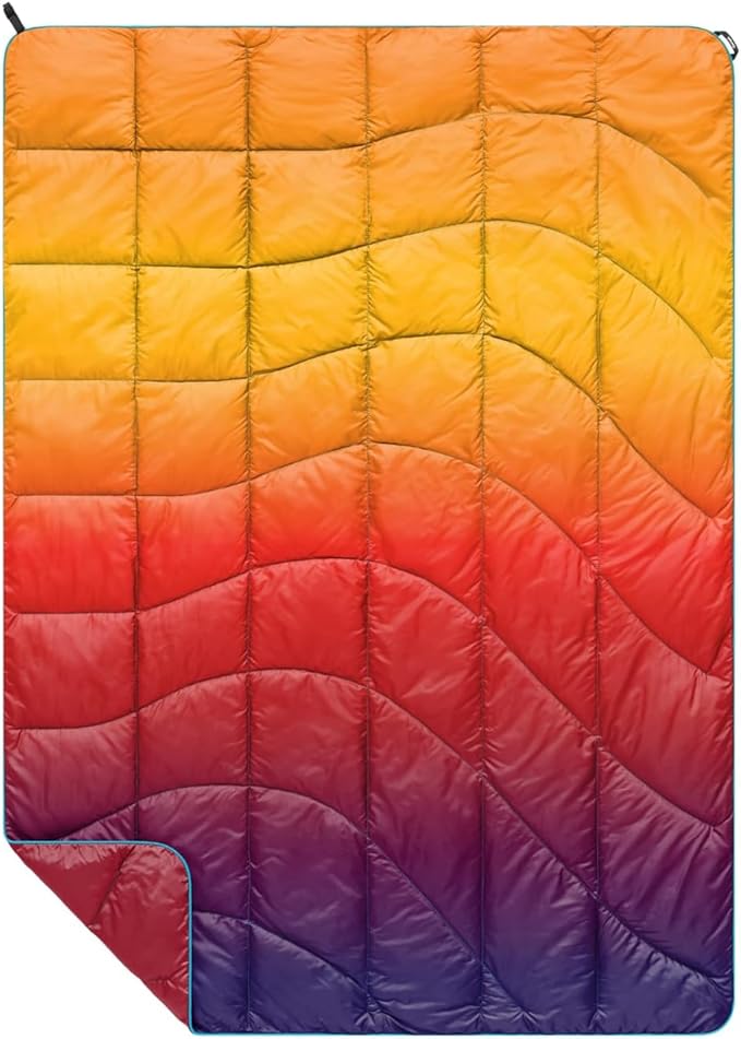 Rumpl The NanoLoft Puffy Blanket | Indoor Outdoor Camping Blanket for Traveling, Picnics, Beach Trips, Concerts | 38" x 52" | Pyro Fade, Travel