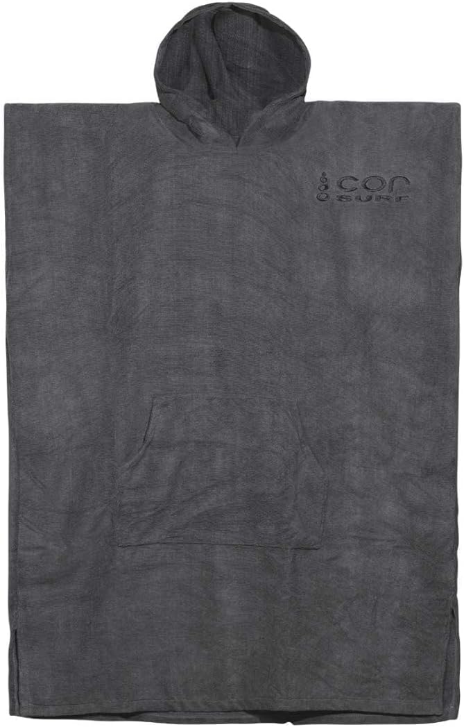 COR Surf Poncho Changing Towel Robe with Hood and Front Pocket | Thick Quick Dry Microfiber Wetsuit Poncho Towel for Surfing Beach Pool Swim (Gray - Medium)