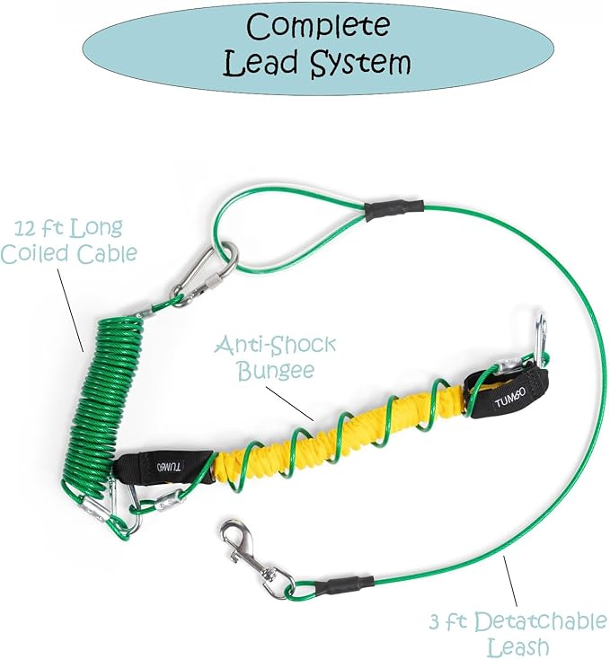 Tumbo 75 ft Travel Trolley (Anti-Shock on The go Dog Trolley Containment System) with Our Kevlar Rope for Easy Set up