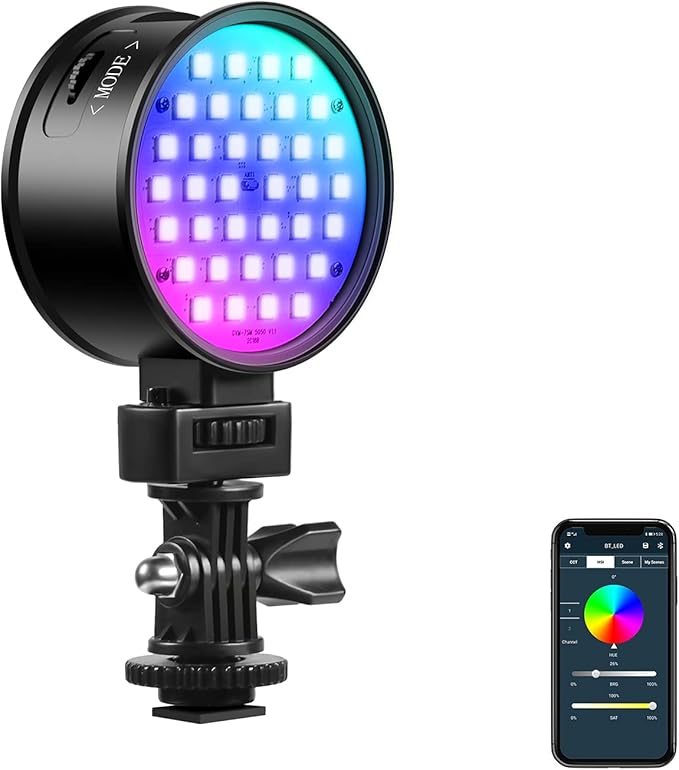 RGB Video Light,RGB+Bi Color Double Sided LED Camera Light,3000mAh Rechargeable LED Lighting CRI 97+,2700K-6500K,RGB 0-360 Full Color Double Sided Video Light for Photography,Vlogging