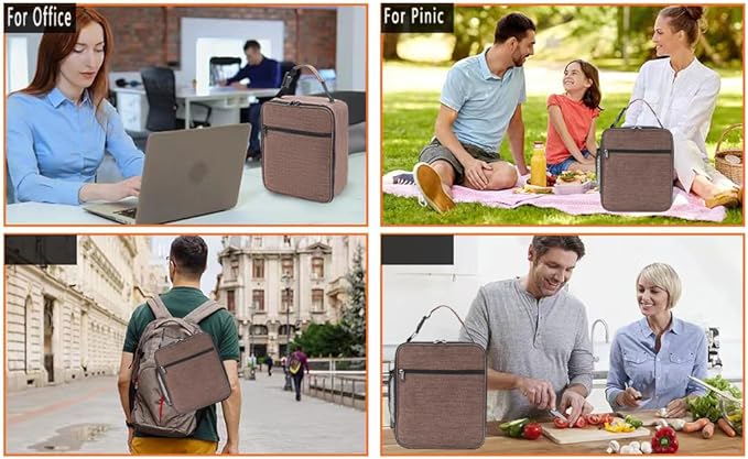 Lunch Box for Men - Reusable Lunch Bag Men Adult Women- Insulated Small LunchBox (Light Brown)