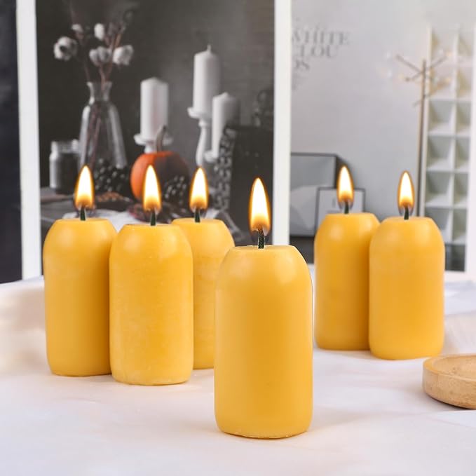 6pcs Smokeless Natural Beeswax Candles Handmade Camping Candle for UCO Candle Lanterns - Burning for Outdoor, Camping, Emergency, Survival Emergency Preparedness