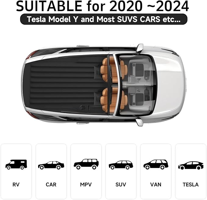 Tesla Model Y Mattress: Inflatable Camping Bed Air Mattress for Model Y, Thickened Travel SUV Sleeping Pad with Car Air Pump 2 Pillows
