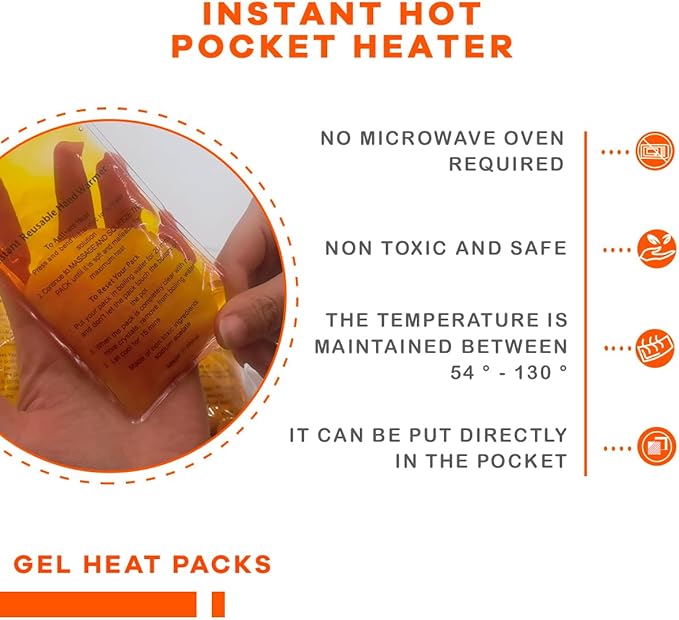 Reusable Snap Heat Pack, Hand Warmers Click, Hand Warmers Boil Click Heat Pocket Hand Warmer, Pouch Gel Hand Warmers for Camping for Outdoor, Indoor, Working, Studying, Camping, Warm Gifts (Set of 4)