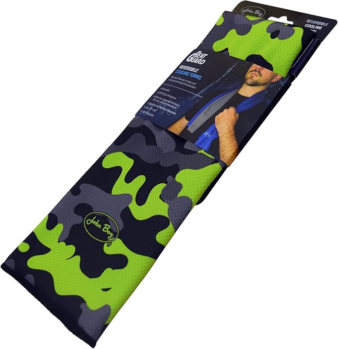 John Boy Cooling Towel - UPF 50+ Reversible Heat Guard with Natural Cooling Technology & Absorbent Microfiber - CT-GEOPINK