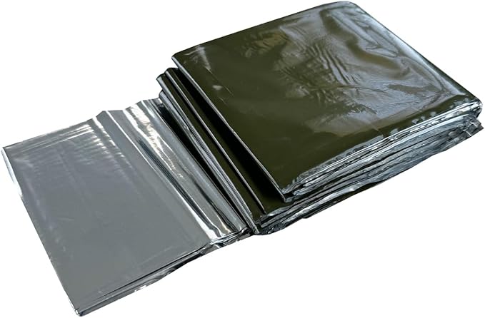 Rescue Essentials Hypothermia Wrap Blanket, Oversized 60" x 96", Mylar/Lightweight Polyethylene Fabric (OD Green)