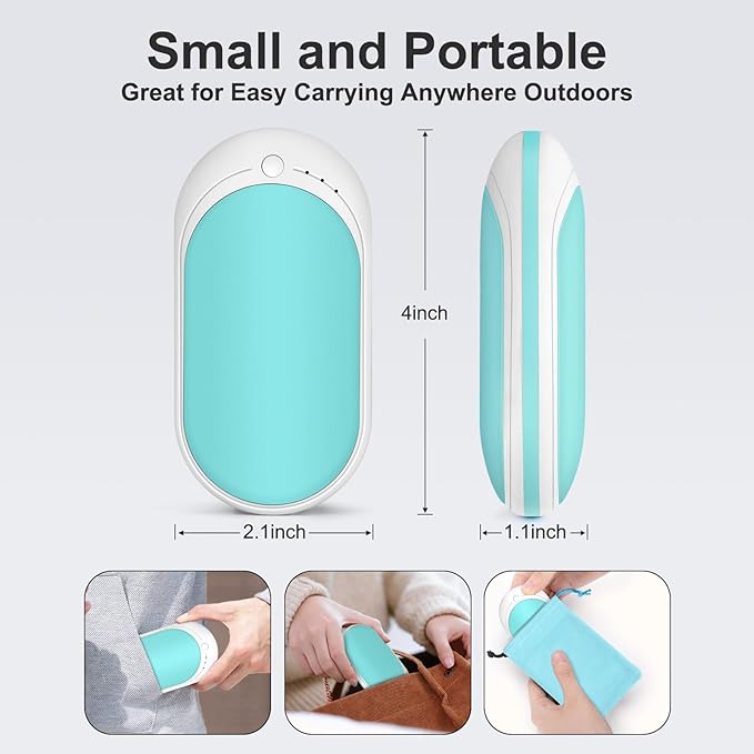 Rechargeable Hand Warmer, 1 Piece 5200mAh with Double Sided Heating, Reusable Portable Mini Heater, Temperature Adjustable Suitable for Hand and Foot Warming, Hunting Camping Hand Warmer