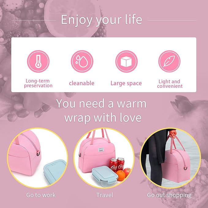 lunch bag women & men, Reusable Insulated Cooler Lunch Box Adult Water Resistant Lunch tote bag for Work Picnic Beach or Travel