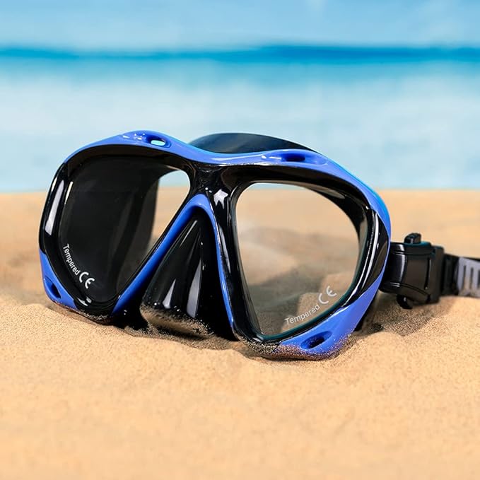 COPOZZ Adult Scuba Mask, Dive Mask Anti Fog Snorkeling Scuba Diving Glasses, Great Seal Free Diving Tempered Glass Mask Goggles