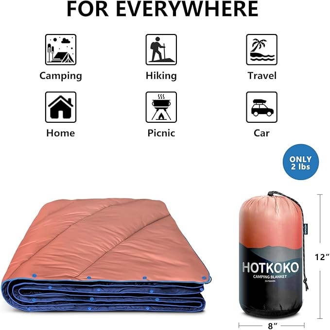 Camping Blanket,Lightweight Down Alternative Puffy Printed Camping Blanket Packable Outdoor Blanket for Camping,Traveling, Stadium, Hiking, Picnics