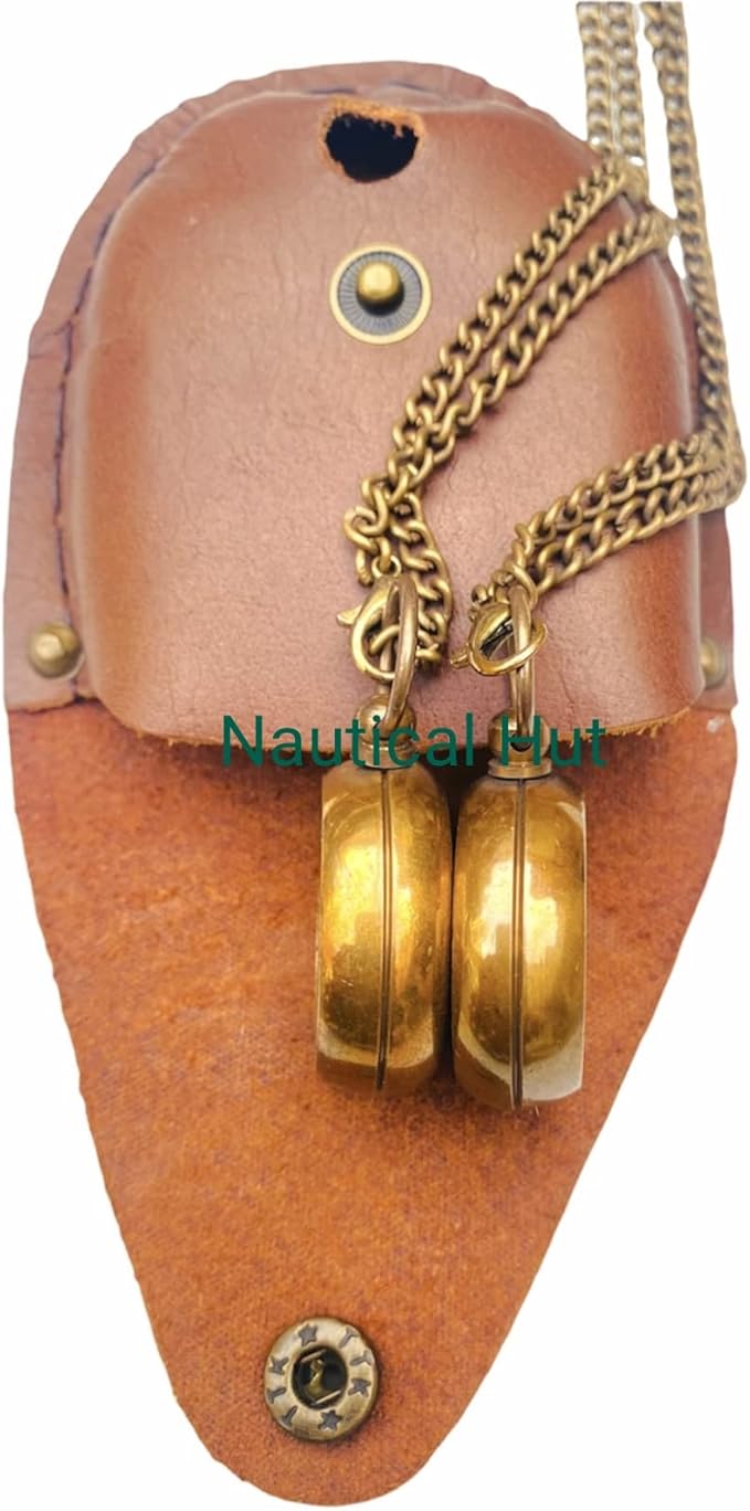 Your Tommy Your Tubbo Brass Locket Nautical Pocket Compass with Leather Carry