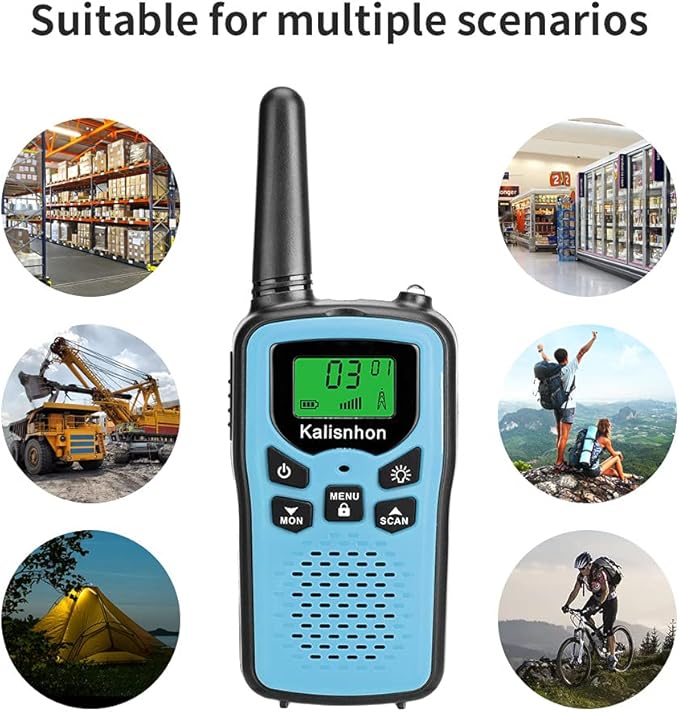 Walkie Talkies for Adults,Kalisnhon walkie talkies with 22 FRS Channels,walkie Talkie Long Range with Flashlight VOX LCD Display Two Way radios for Cycling Camping Hiking(2 Pack)