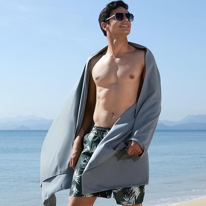 Quick Dry Towel Beach Swim Bath Towel Super Absorbent Microfiber Fast Drying Towels Lightweight for Travel Sports Camping Hiking Backpacking Gym Swimming Yoga (Grey, 15.75 "* 31.5")
