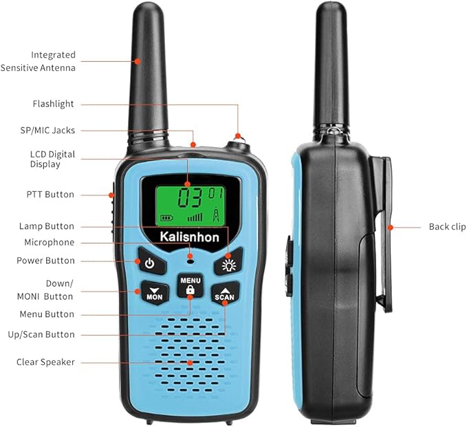 Walkie Talkies for Adults,Kalisnhon walkie talkies with 22 FRS Channels,walkie Talkie Long Range with Flashlight VOX LCD Display Two Way radios for Cycling Camping Hiking(2 Pack)