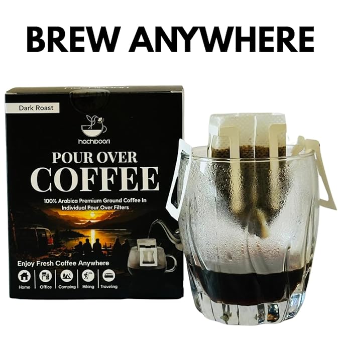 Hachidoori Single-Serve Portable Pour Over Drip Coffee – 7 Ready-to-Brew Packs with Ground Coffee & Filters | Fresh Coffee Anytime – Travel, Camping, Office.