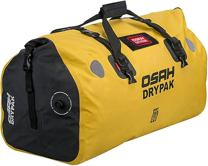 Motorcycle Dry Bag - Waterproof Motorcycle Duffle & Luggage Tail Bag Saddle Bags with Roll Top Closure, Large Storage Space,for Motorcycle Back Seat(Yellow, 60L)