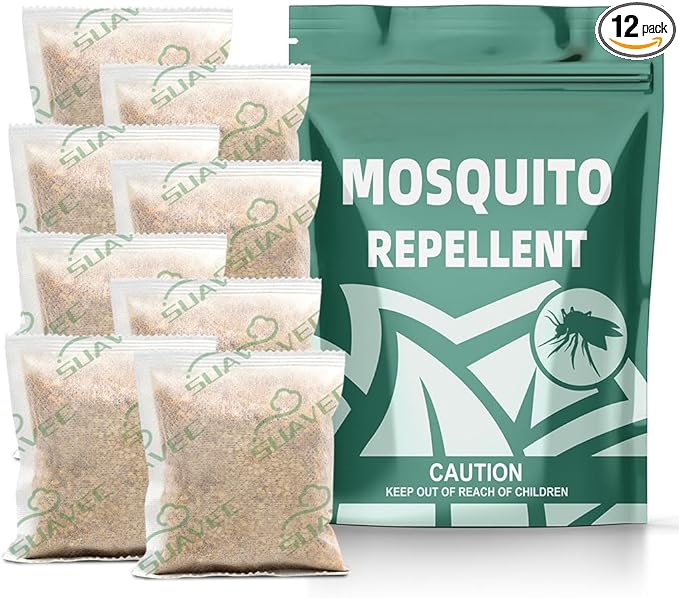 Mosquito Repellent for Patio, Mosquitoes Repellent Indoor for Room, Mosquito Repellents for Yard/Camping, Mosquito Deterrent, Keep Mosquito Away, Control Mosquito Repel Ticks Gnats-12 Pouches