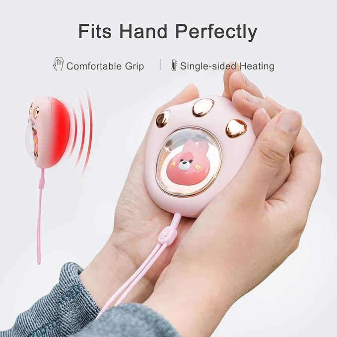 Rechargeable Cute Cat Paw Electric Hand Warmer,Portable and Reusable Hand Warmer,with 3-6Hrs Long Lasting Heating and Colorful Lights, for Kids&Women&Men in Cold Winter