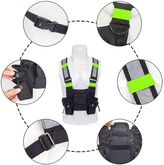 Ousawig Universal Radio Chest Harness Bag Tactical Chest Front Pack Pouch Holster Vest for Two Way Radio Walkie Talkie