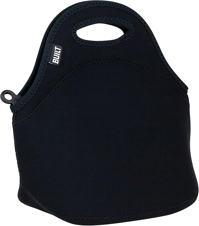 BUILT Gourmet Getaway Soft Neoprene Lunch Tote Bag Lightweight, Insulated and Reusable, One Size, Black