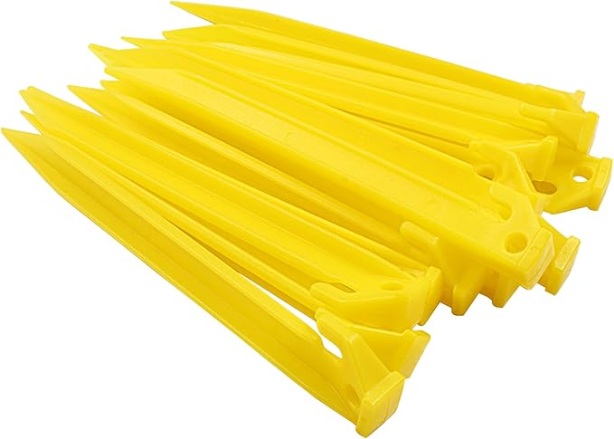 72 Pcs Plastic Tent Stakes, 9 Inch Heavy Duty Plastic Camping Stakes Tent Pegs for Sand, Beach, Woods, Yellow