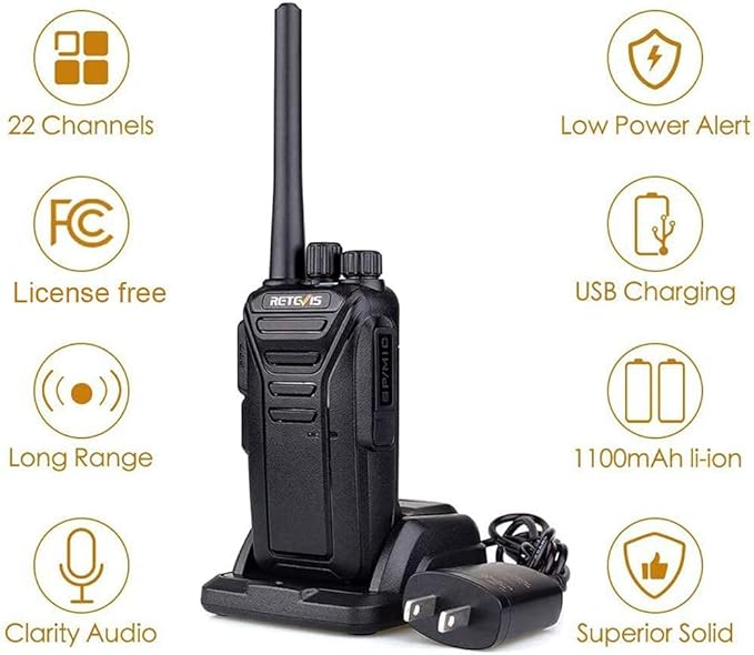 Retevis RT27 2 Way Radio Rechargeable,Long Range Two Way Radios,Walkie Talkie for Adults,USB Charging,for Gift Road Trip Camping Hiking Biking(1 Pack)