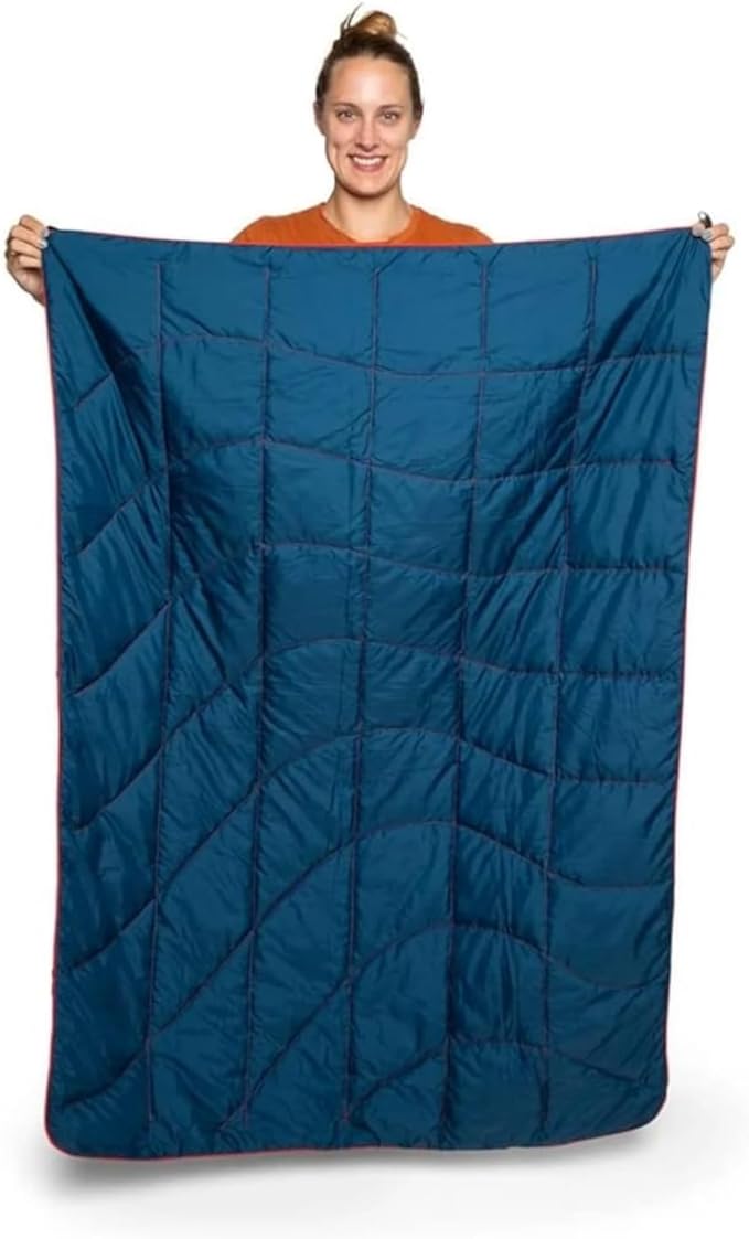 Rumpl The NanoLoft Puffy Blanket | Indoor Outdoor Camping Blanket for Traveling, Picnics, Beach Trips, Concerts | 38" x 52" | Pyro Tri-Fade, Travel
