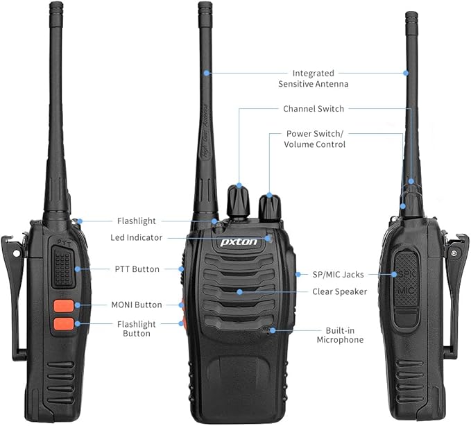 PX-8S-01 walkie talkies for Adults with Upgraded Headset,Handheld Portable Two Way radios Long Range Include Rechargeable walkie Talkie Li-ion Battery and USB Charger(2 Pack)