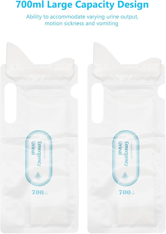 Dohia Disposable Urinal Bag 700ml Emergency Portable Urine Bag Travel Urinal Bag Unisex Pee Bag Vomit Bag D1-2307-YJND