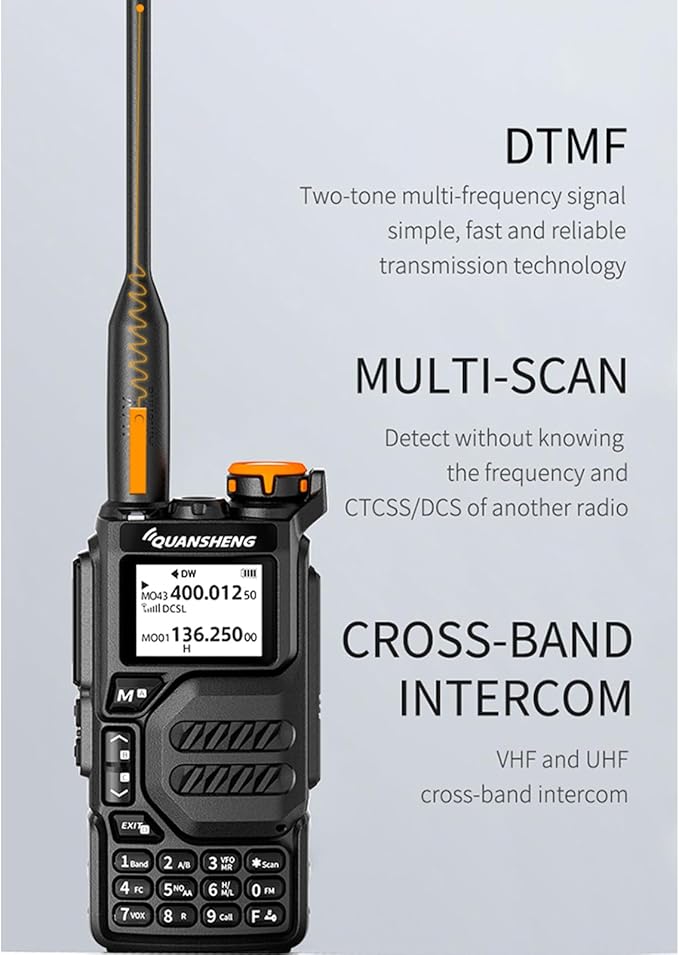 Quansheng UVK5 Walkie Talkie, VHF/UHF/FM/DTMF 200CH, 2 Way Radio NOAA Weather Forecast, Flash Copy Frequency, Type-C Connector, Air Band Radio(RX), Handheld Portable Radio for Hiking Camping Travel