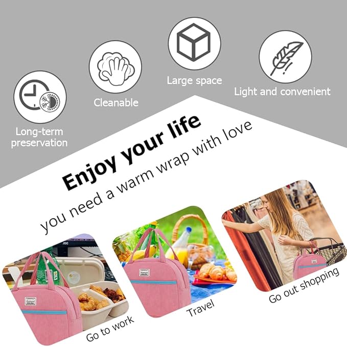 Lunch Bag Reusable Insulated Tote Lunch Bag for Women/Men Cooler Lunch Box Adult Water Resistant Work Picnic Beach or Travel