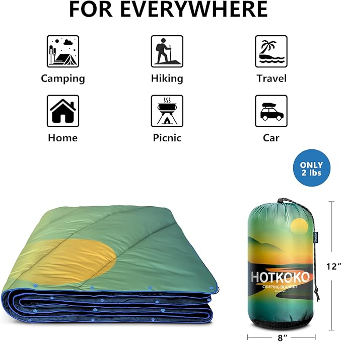 Camping Blanket,Lightweight Down Alternative Puffy Printed Camping Blanket Packable Outdoor Blanket for Camping,Traveling, Stadium, Hiking, Picnics