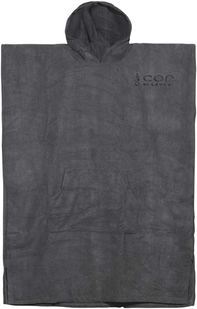 COR Surf Poncho Changing Towel Robe with Hood and Front Pocket | Thick Quick Dry Microfiber Wetsuit Poncho Towel for Surfing Beach Pool Swim (Large Dark Gray)