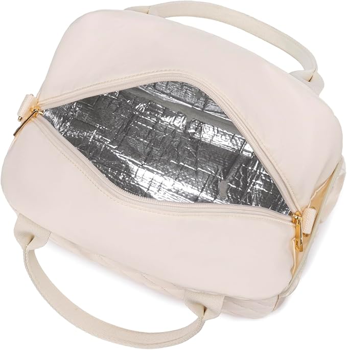 CAMTOP Lunch Box for Women Men Insulated Lunch Bag Lunch Tote Bag Leakproof Thermal Cooler Large Capacity for Travel Work School Picnic (Shoulder-Beige)