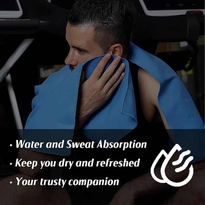 Microfiber Camping Towel, Outdoor Towels for Travel, Hiking, Backpacking, Gym, Beach. Lightweight Water Absorbing Quick Drying Portable Towels (Blue, 31.50 x 72.00 + 21.00 x 43.30)