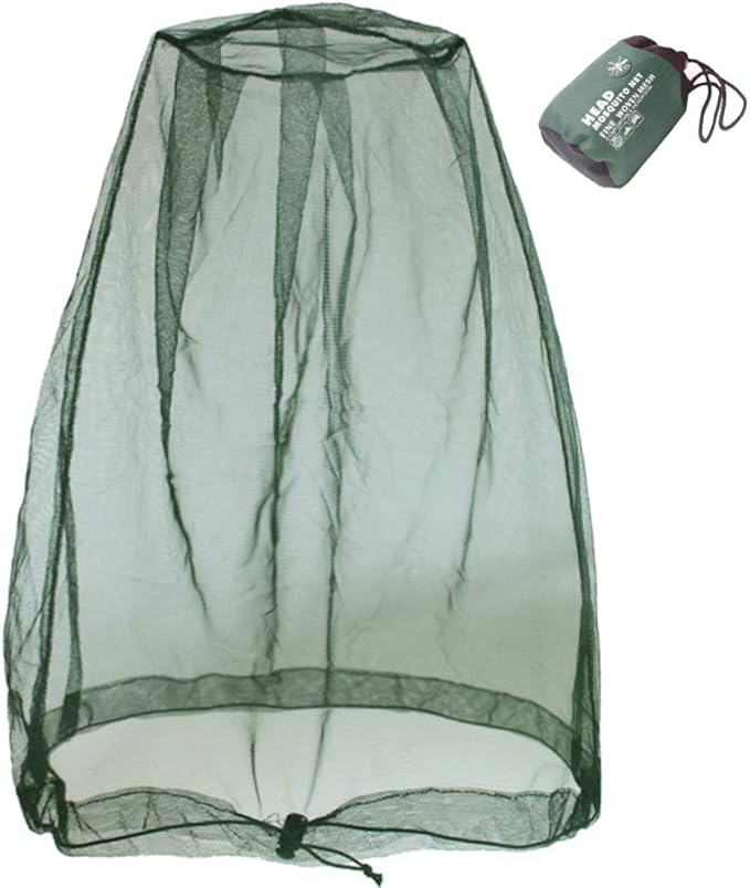 Cinvo Head Net Hat Bug Net Face Netting for Bugs No See Ums Insects Gnats Biting Midges from Outdoor Activities, Spacious Net Room Works Over Most Hats Comes with Free Stock Pouches- Olive