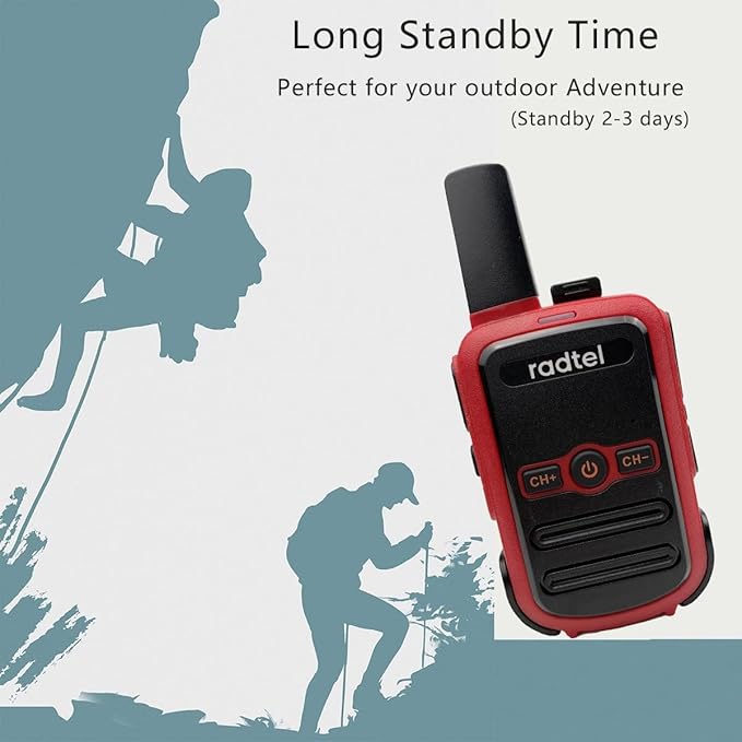Radtel RT12 Rechargeable Walkie Talkies for Adults Long Range Handheld FRS Two Way Radio 16CH Handsfree VOX for Camping Hiking (4 Pack) (red)