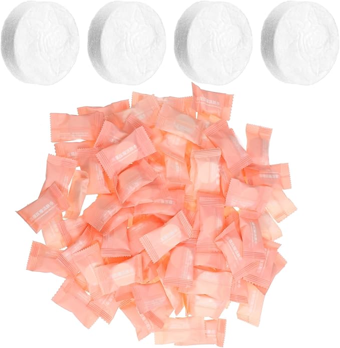 Ipetboom 100pcs Compressed Towel Mini Tablets Disposable Portable Face Towel Cotton Coin Tissue Hand Wipe for Travel, Camping, Hiking, Sport, Beauty Salon, Home
