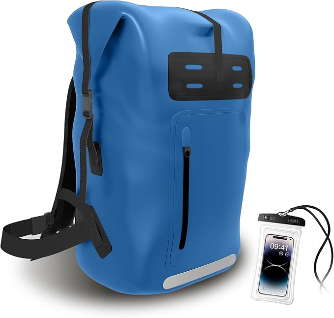 Waterproof Backpack,Heavy Duty Hiking Backpack,35/55/85L dry bag backpack waterproof for Men,Roll-Top Closure,for Kayaking, Travel, Hiking, Fishing, Camping, Motorcycles (blue, 35L)
