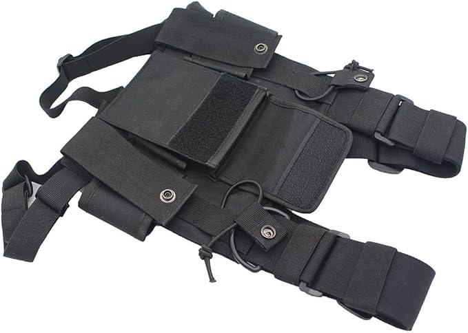 Radio chest harness Rig Bag Pocket Pack Holster Vest for Two Way Radio (Rescue Essentials) (Black)