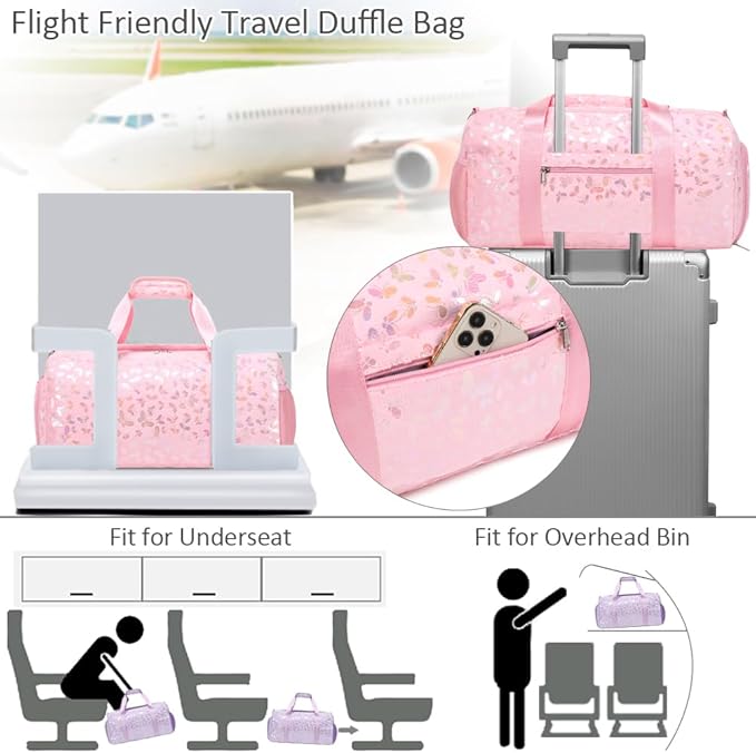 Dance Bag for Girls Soft Fluffy Ballet Bag Sports Gym Bag Travel Duffel Bag for Girls Water Resistant Overnight Sleepover Bags with Shoes Compartment