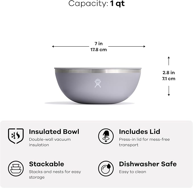 Hydro Flask Outdoor Kitchen Bowl - Stainless Steel Dinnerware Reusable Camping Gear Mess Kit - Dishwasher Safe, BPA-Free, Non-Toxic