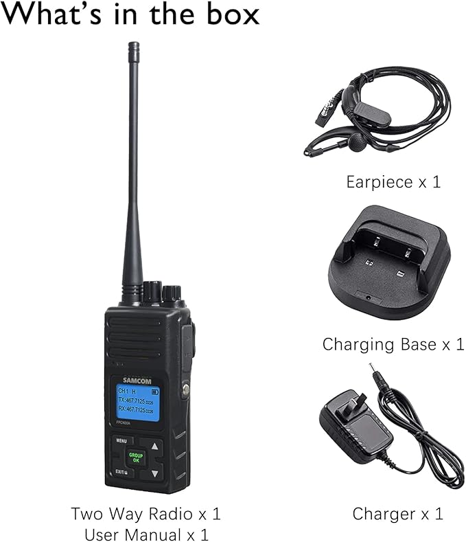 SAMCOM Two Way Radios Long Range Rechargeable, Heavy Duty 2-Way Radio for Adults,5 Watt High Power Walkie Talkie FPCN30A Battery/Group Call Function (Black 1 pcs)