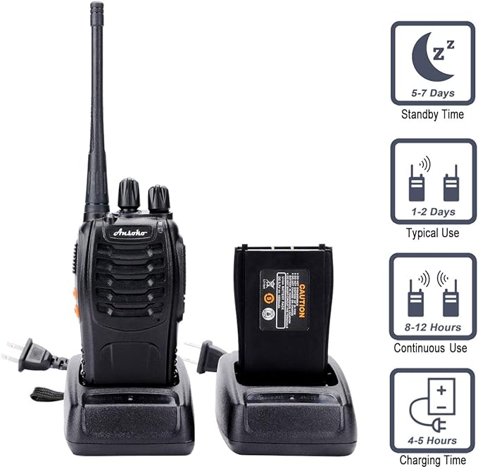 Two Way Radio Walkie Talkie, Long Range Walkie Talkies for Adults 16-CH 2-Way Radio with Earpieces and Rechargeable Battery (Pack of 6)