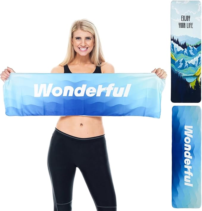 Luwint 2Pack Cooling Towel, Microfiber Quick Dry and Wet Ice Cooling Neck Scarf for Sport Workout